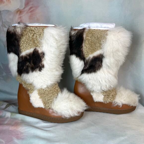 New Coach Morton Semi Matte Calf Leather & Shearling Hidden Wedge Bootie - Picture 3 of 10